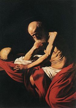250px-CaravaggioJeromeMeditation